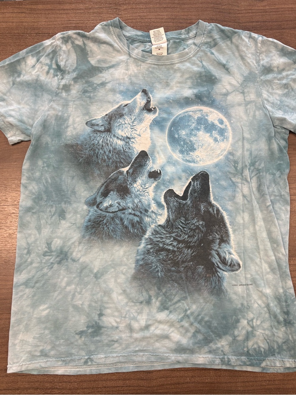 Howling Wolves Blue Tie Dye Full Moon  Graphic 2007 Antonia Neshev Medium